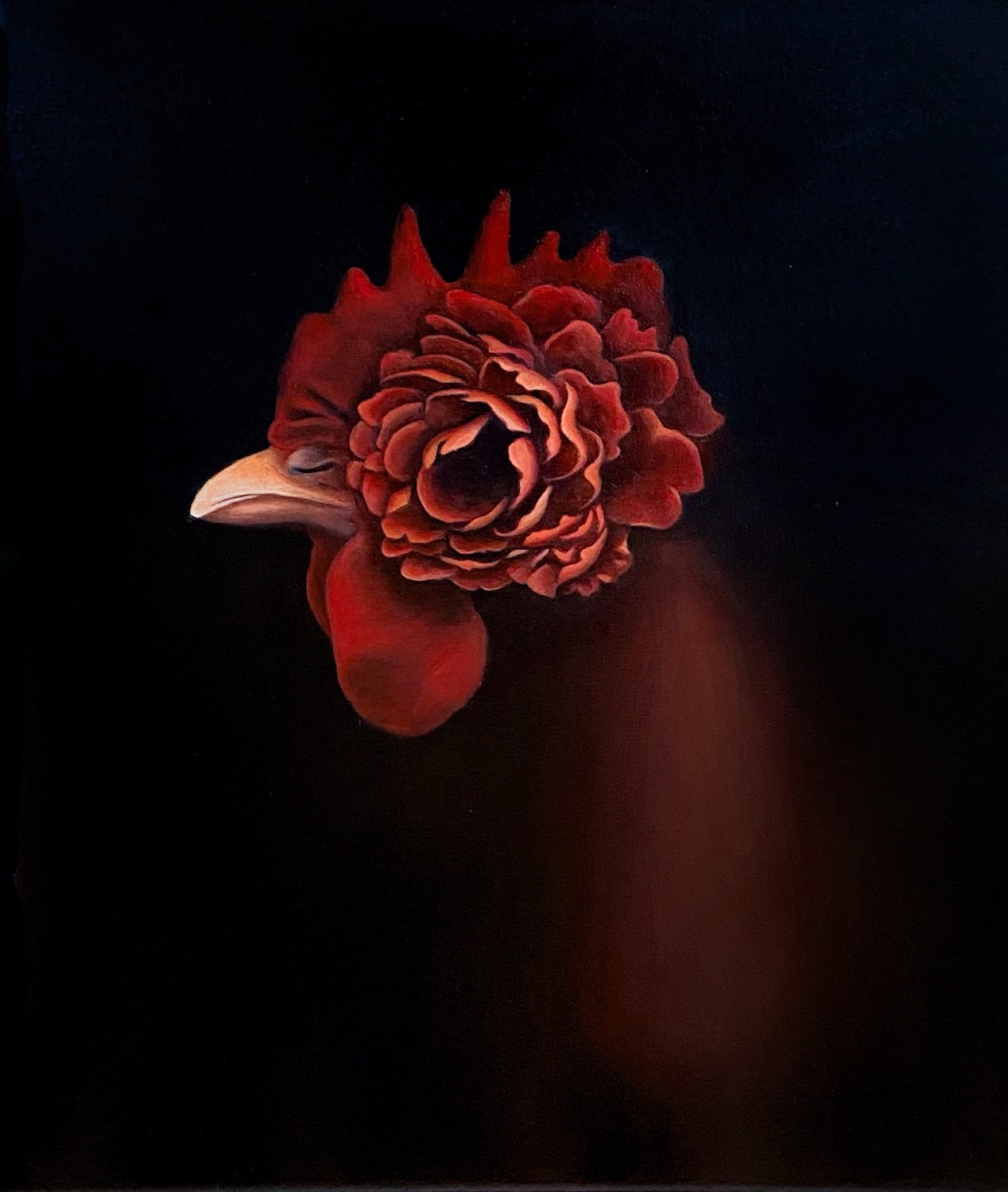 La poule dans le noir, 2021, Acrylic on canvas, 20x16 in